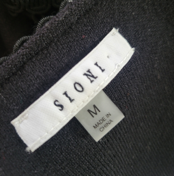 Sioni Black Faux Double Breasted Gold Button Front Short Jacket Evening Glam MD - Picture 11 of 14